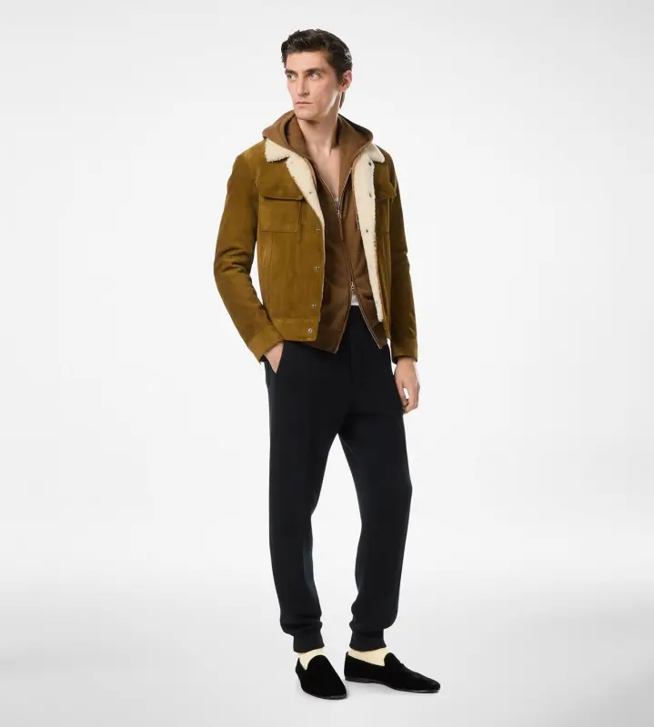 BRUSHED SUEDE SHEARLING COLLAR TRUCKER SEED online